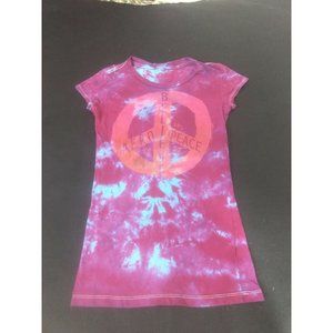 Aeropostale Tie Dye Peace Sign V Neck Small Red Blue T Shirt
